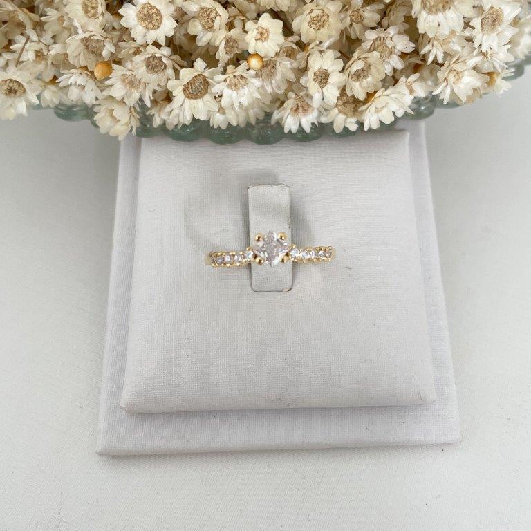 Anel Solitario Losango com Zirconias