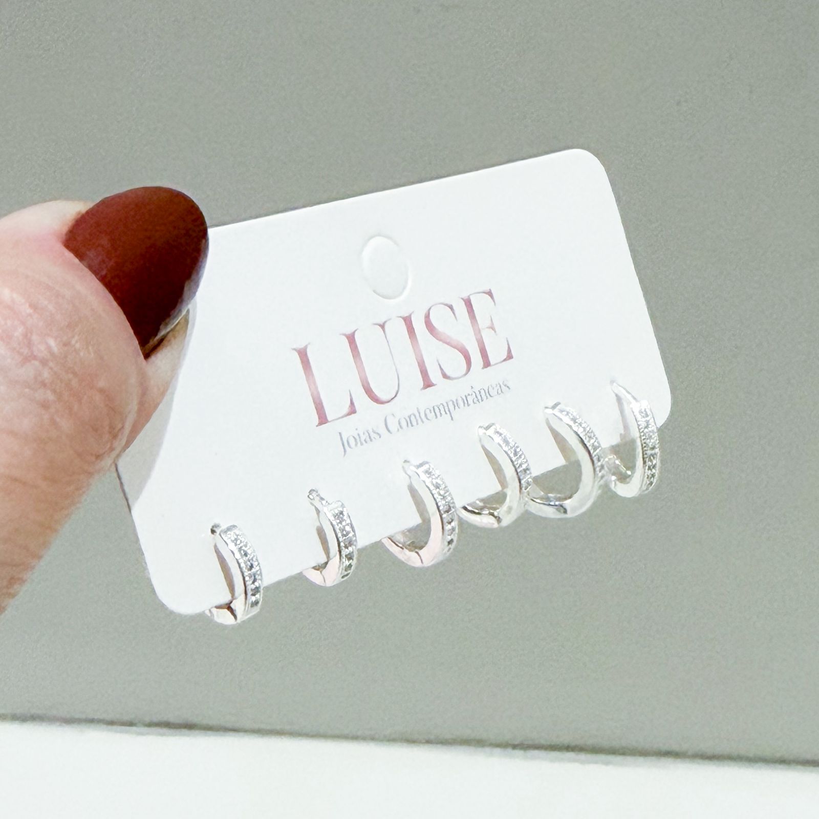 Brinco Trio Argolas Cravejado Prata