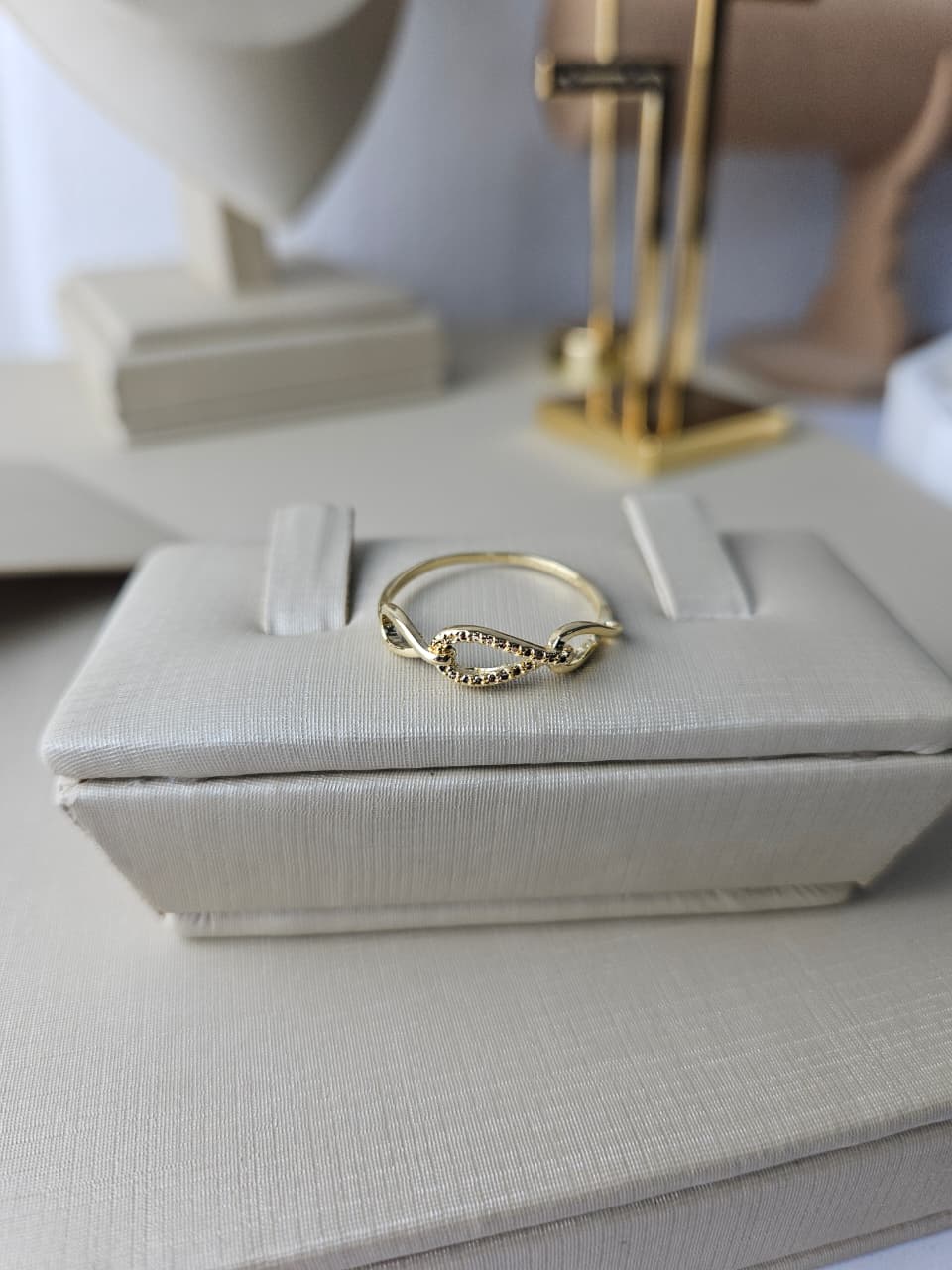 Anel Entrelaçado Banhado a Ouro 18k com Detalhe Texturizado