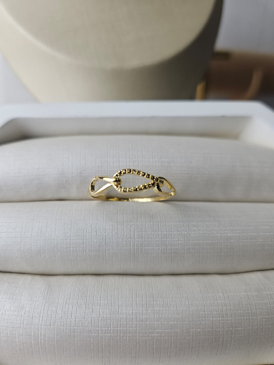 Anel Entrelaçado Banhado a Ouro 18k com Detalhe Texturizado