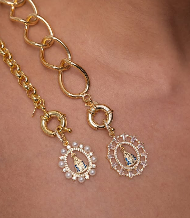 Medalha Nossa Senhora Aparecida cravejada Bruna Semijoias