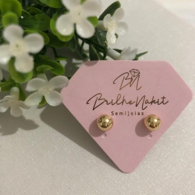 Brinco Bola Lisa 6mm Banhado a Ouro 18k