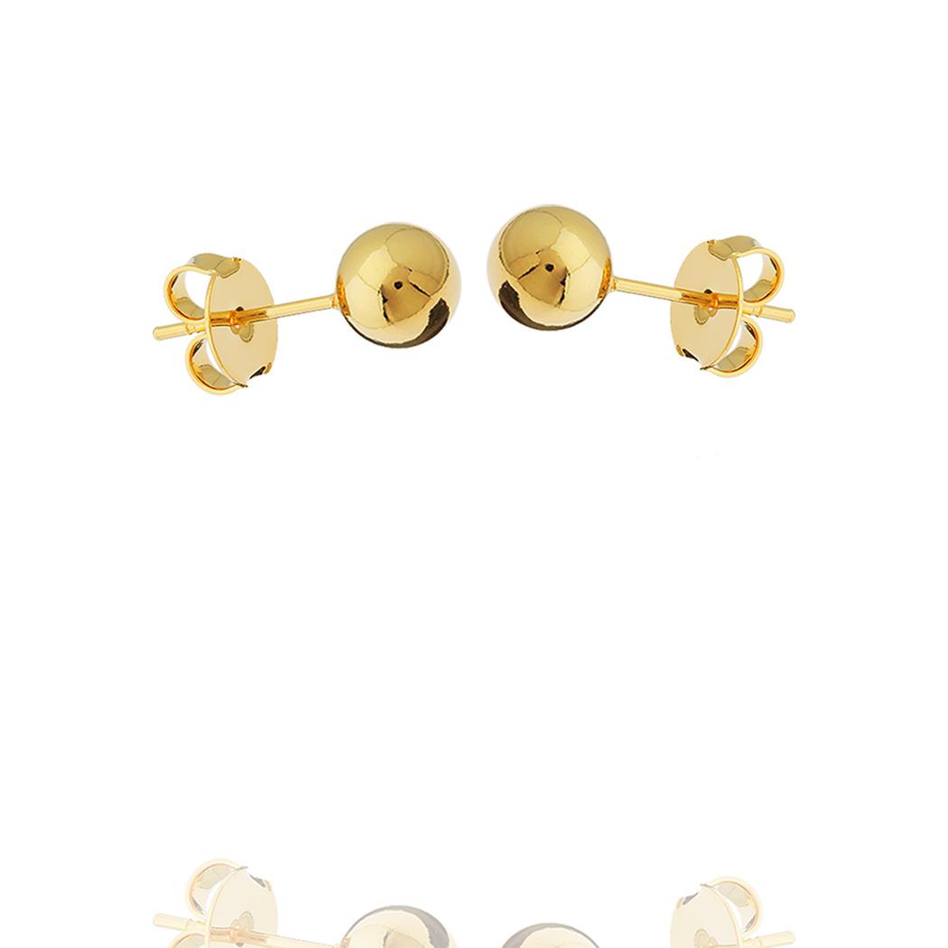 Brinco Bola Lisa 6mm Banhado a Ouro 18k