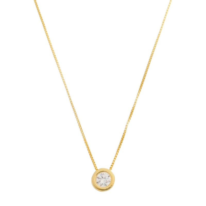 Colar Ponto de Luz Zircônia 5mm Cravação Inglesa 45cm Banhado a Ouro 18k