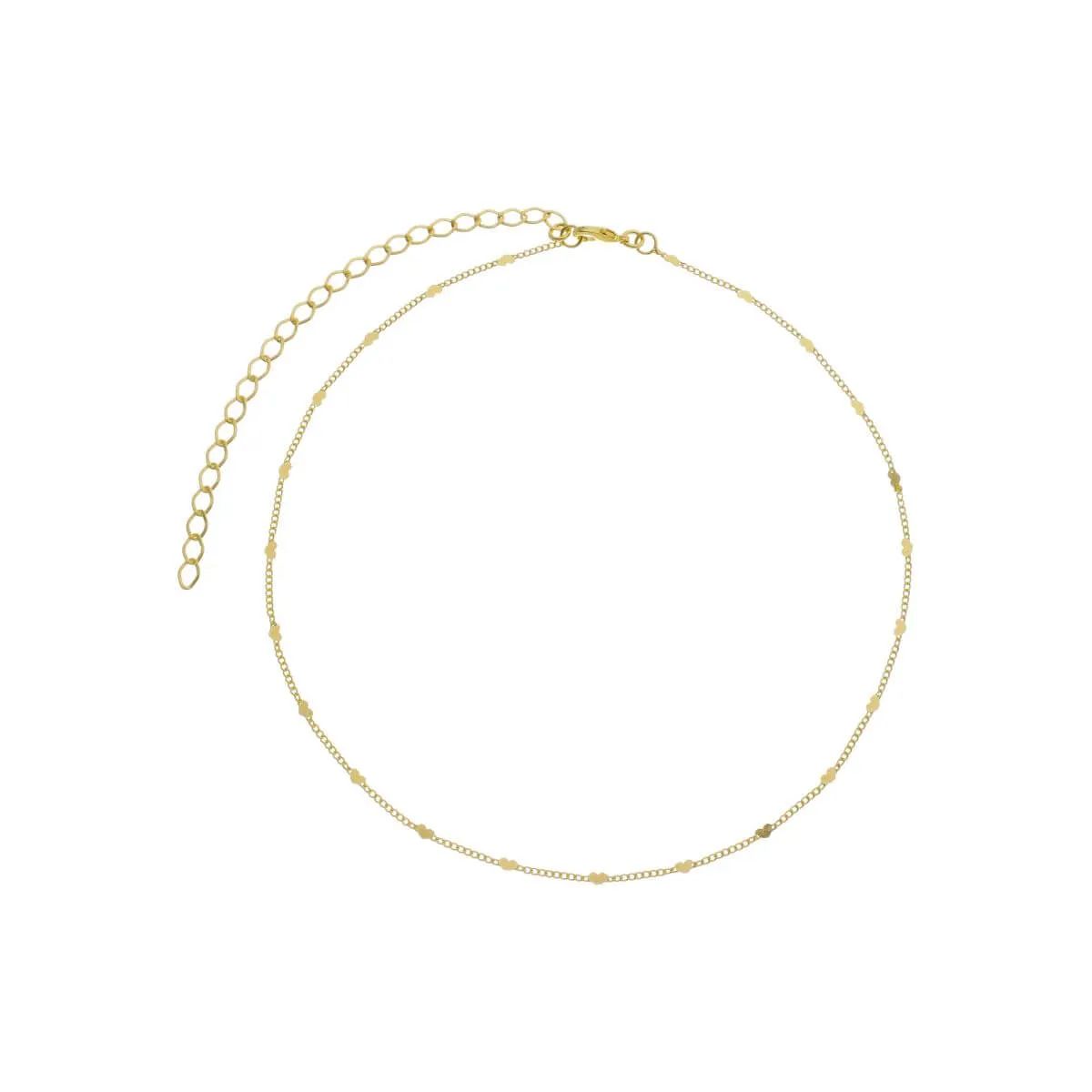 Choker Corrente Glume com Corações 33cm + 10cm Banhado a Ouro 18k