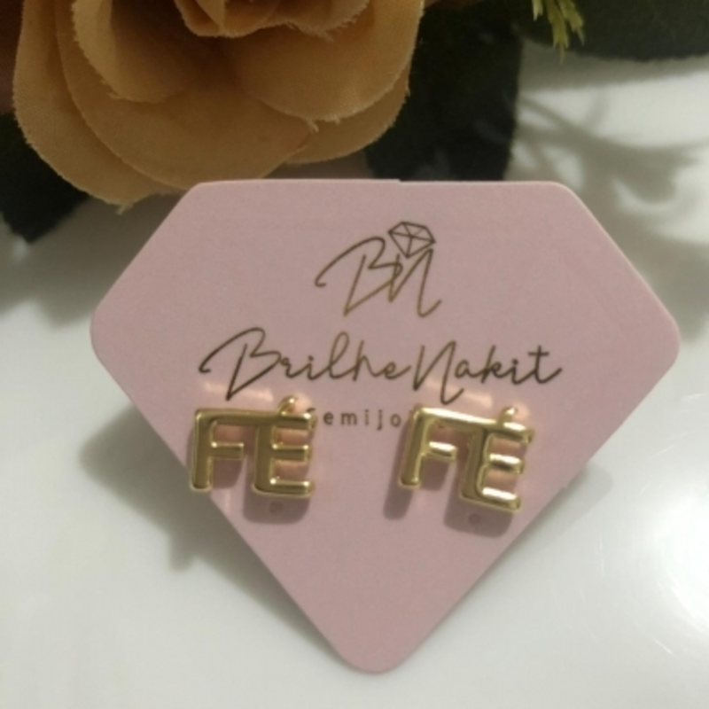 Brinco FÉ Banhado a Ouro 18k