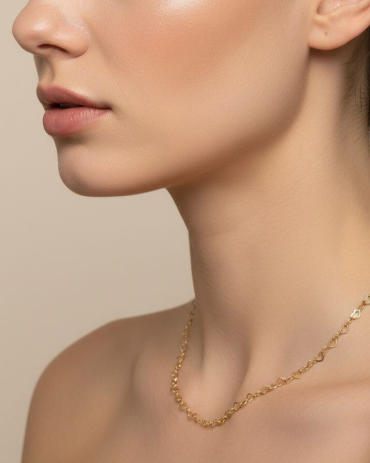 Colar Elos Coração 45cm Banhado a Ouro 18k