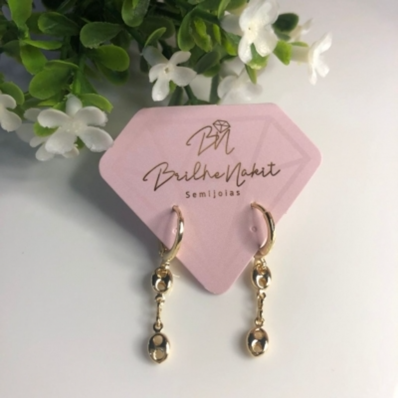 Brinco Dourado Argolinha com 2 Pingente GUCCI