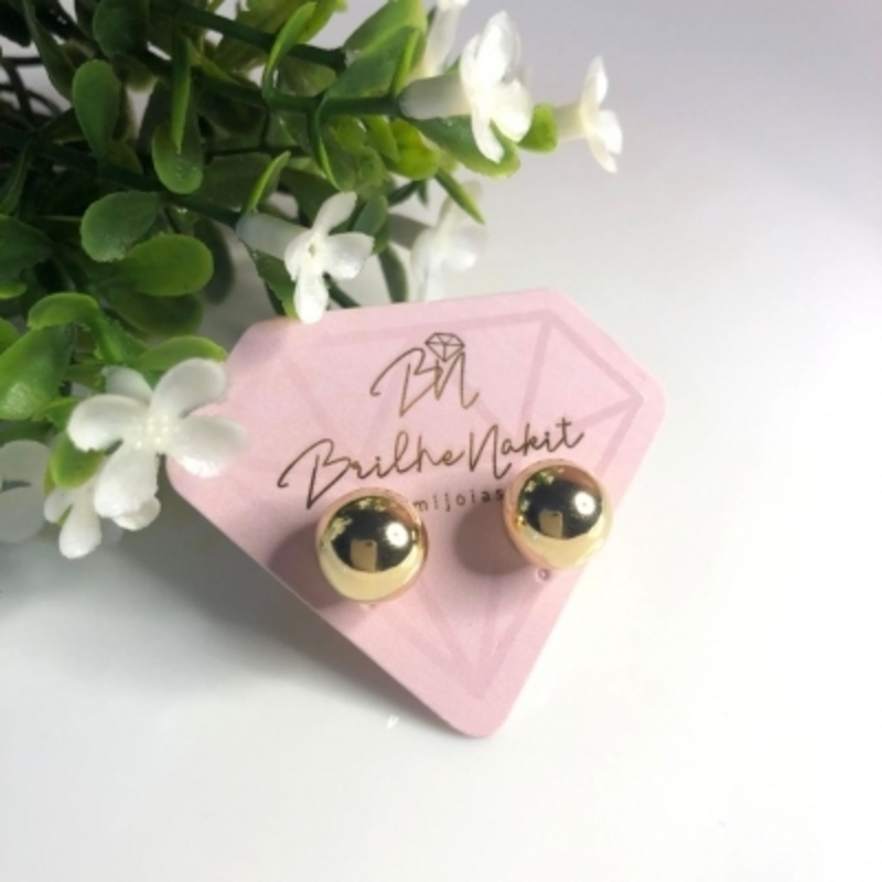 Brinco Bola Lisa 10mm Banhada a Ouro 18k