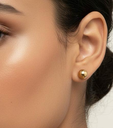 Brinco Bola Lisa 10mm Banhada a Ouro 18k