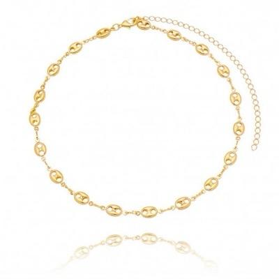 Choker Elos Contemporâneo 30cm + 10cm Extensor Banhado a Ouro 18k