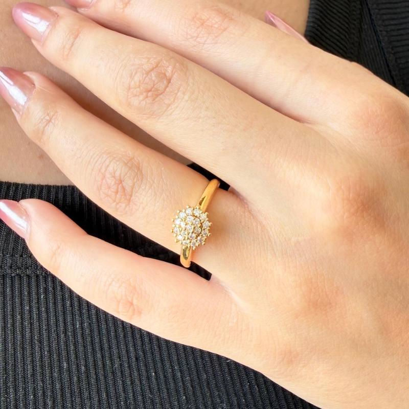 Anel Chuveirinho Cravejado Banhado a Ouro 18k