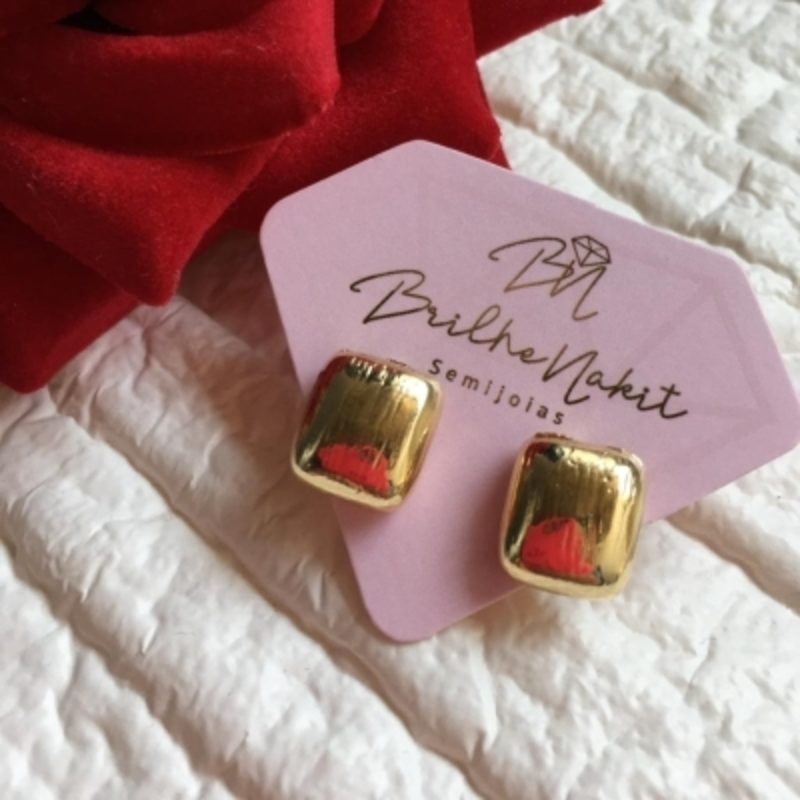 Brinco Losango Riscado Banhado a Ouro 18k