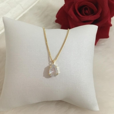 Choker Gotinha Leitosa 35cm + 5cm Extensor Banhado a Ouro 18k