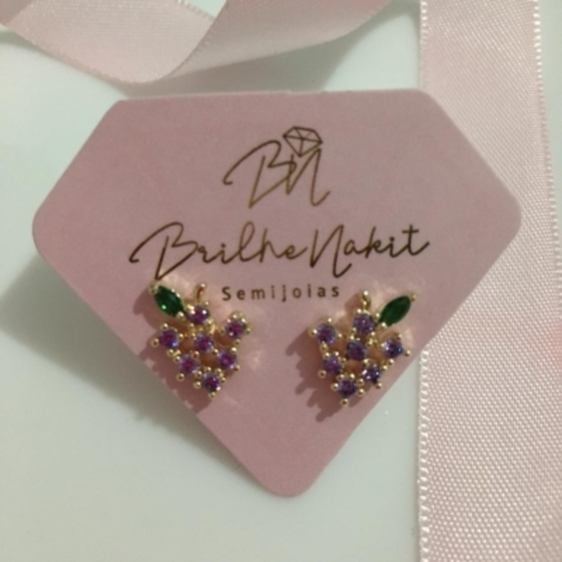 Brinco Cacho de Uva em Cristais Banhado a Ouro 18k