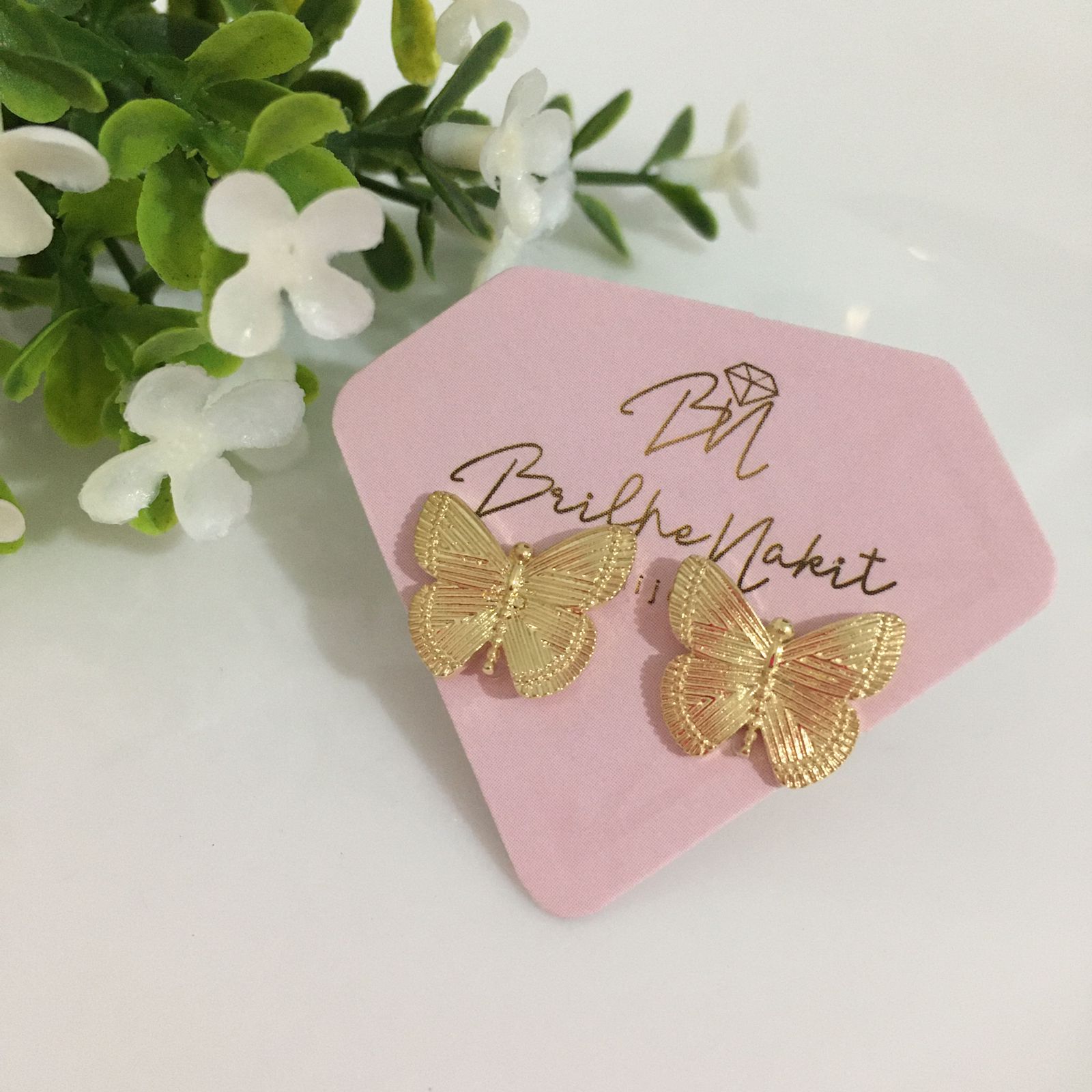 Brinco Borboleta Banhada a Ouro 18k