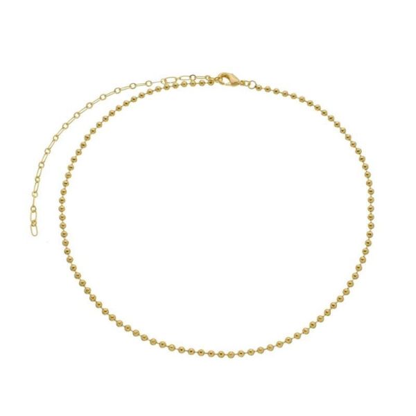 Choker Corrente de Micro Bolinhas 32cm + 10cm Extensor Banhado a Ouro 18k