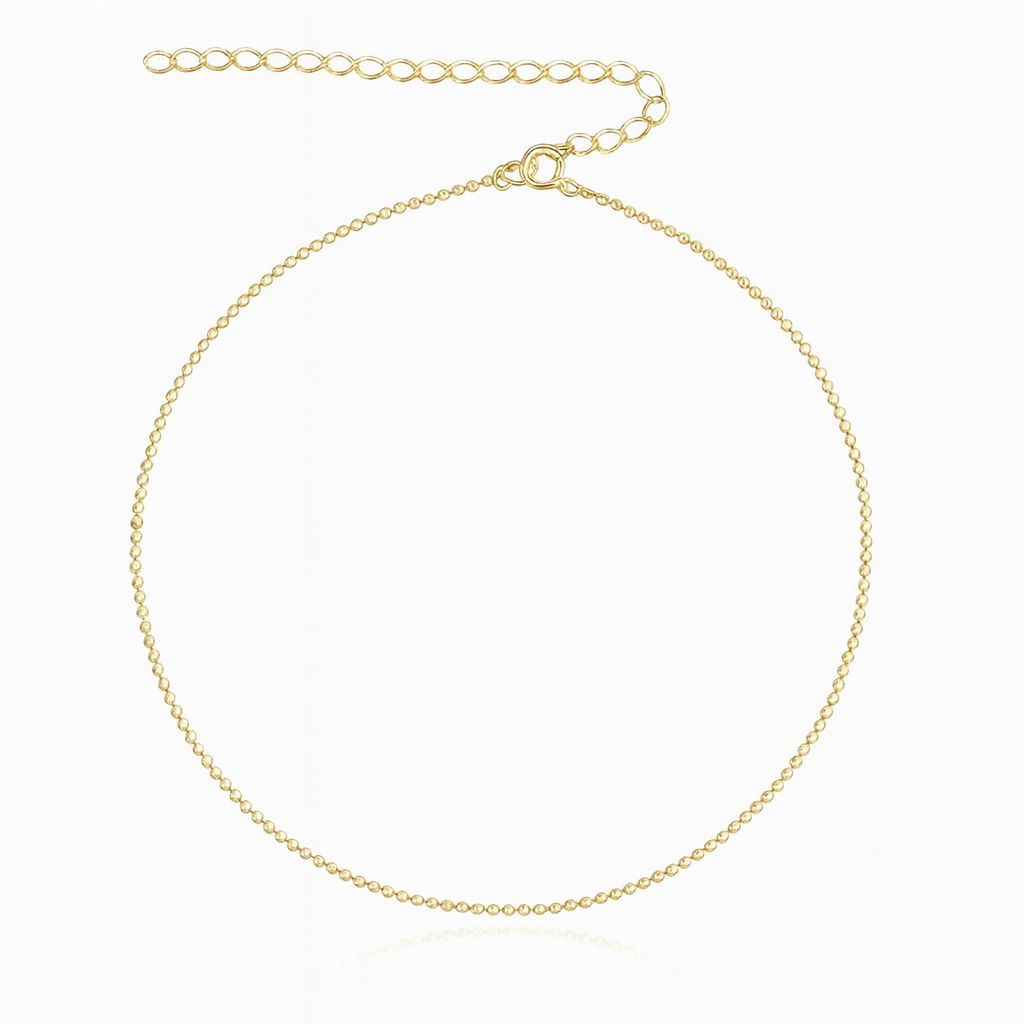 Choker Bolinhas Amassadas 33cm + 10cm Extensor Banhada a Ouro 18k