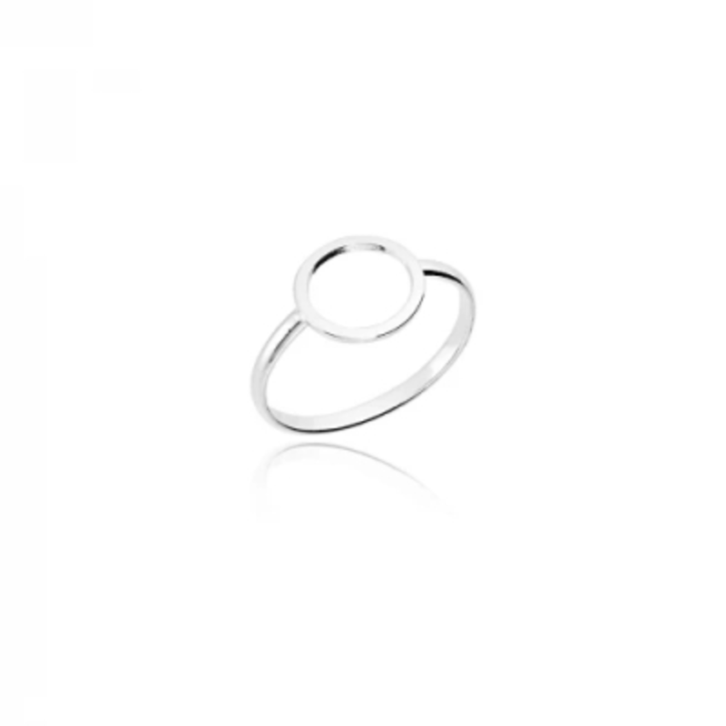 Anel Geométrico Circulo Vazado Prata 925