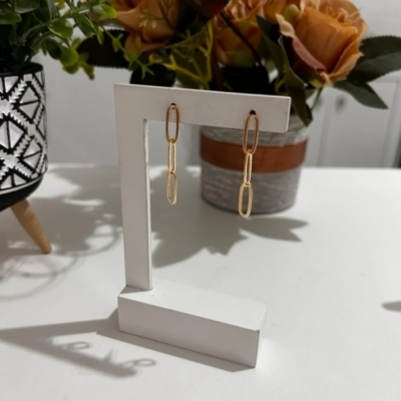 Brinco Três Elos  Banhado a Ouro 18k