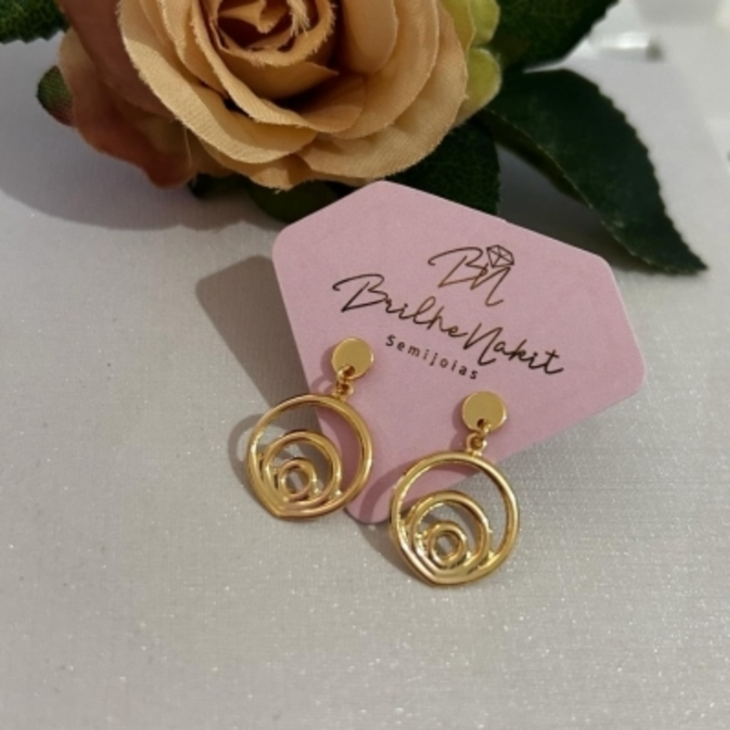 Brinco Geométrico Banhado a Ouro 18k