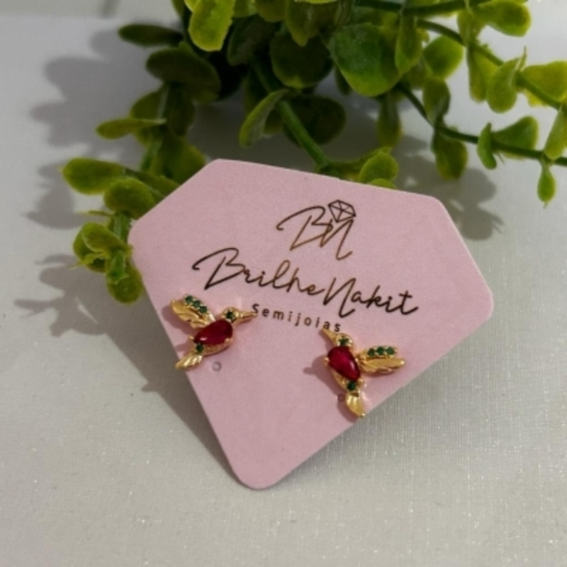 Brinco Beija-Flor Banhado a Ouro 18k