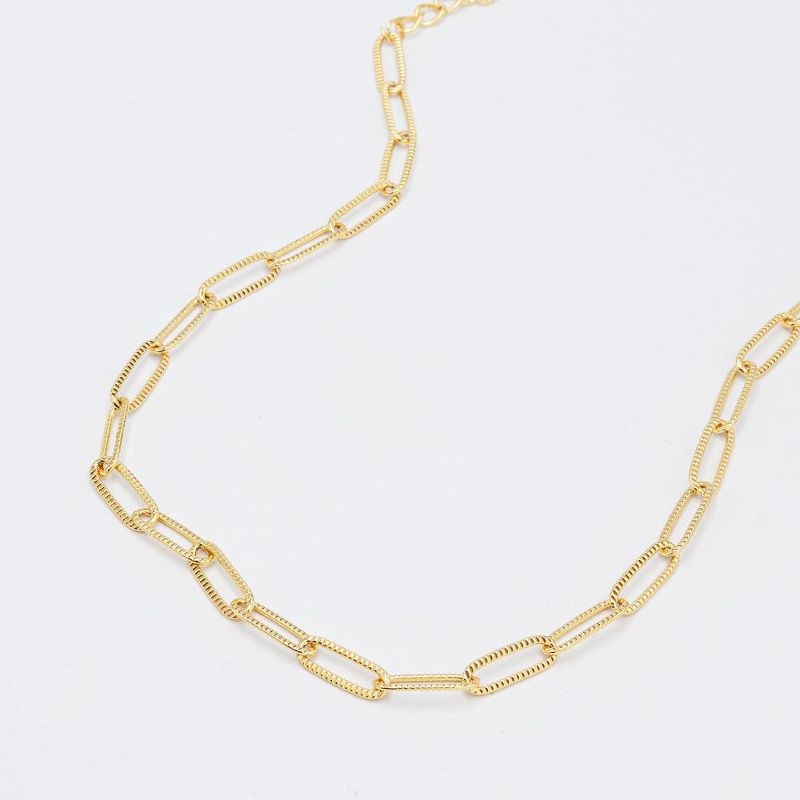 Choker Elo Longo Trabalhado 30cm + 10cm Banhado a Ouro 18k