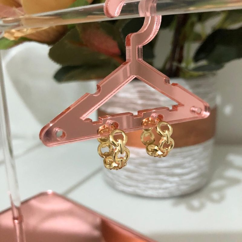 Brinco Argolinha Elos Banhado a Ouro 18k