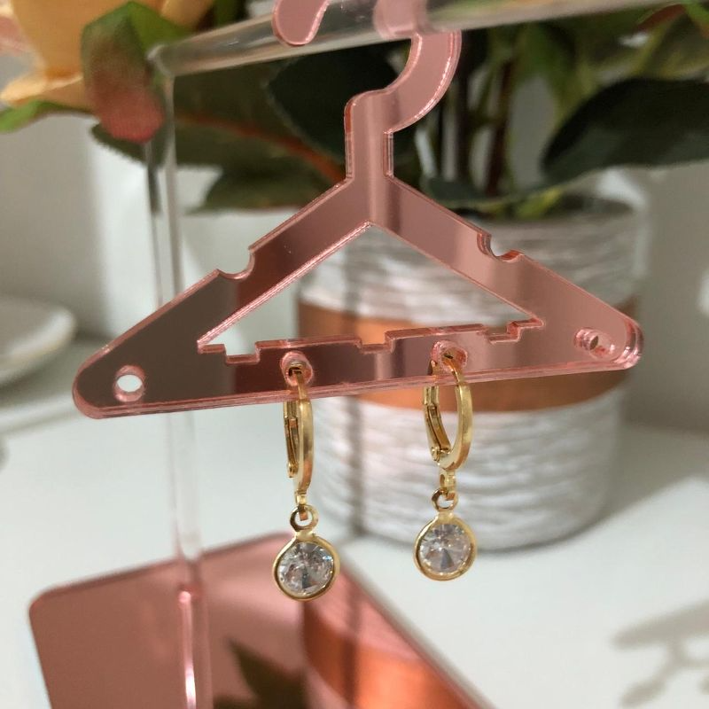 Brinco Argolinha com Pingente Zircônia M Banhado a Ouro 18k