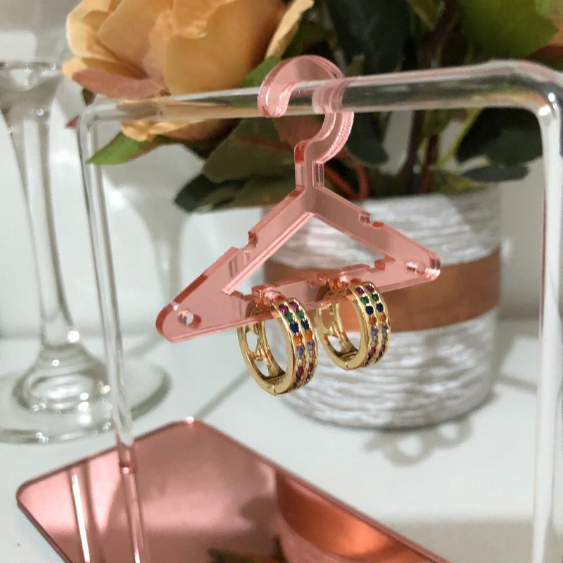 Brinco Argolinha Duas Fileiras Cravejadas em Zircônias Color G Banhada a Ouro 18k