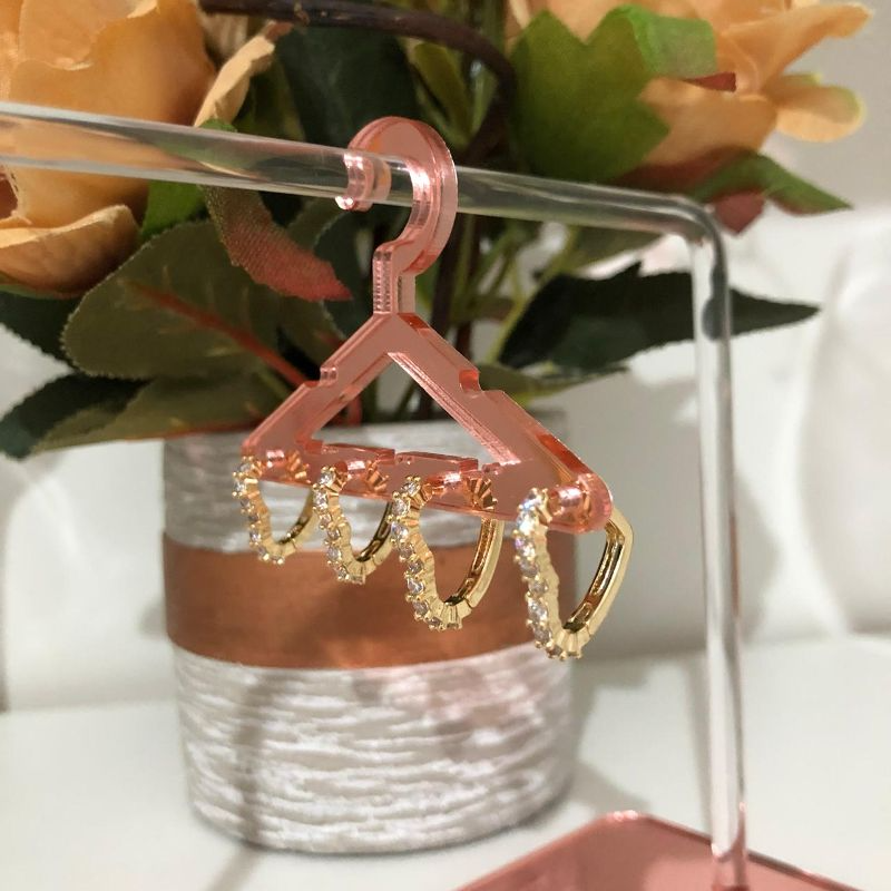 Brinco Dupla Argolinha Coração Cravejada em Zircônia Banhada a Ouro 18k