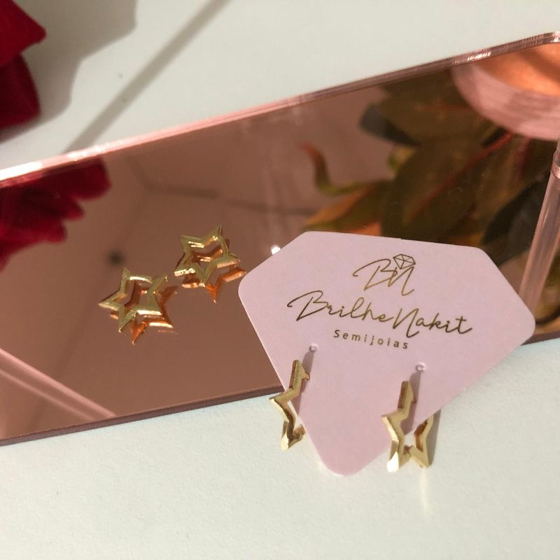 Brinco Argolinha Estrela P Banhado a Ouro 18k
