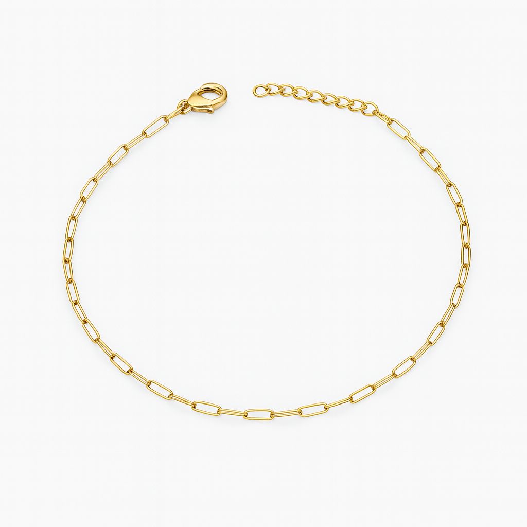 Tornozeleira Elos 23cm + 5cm Extensor Banhado a Ouro 18k