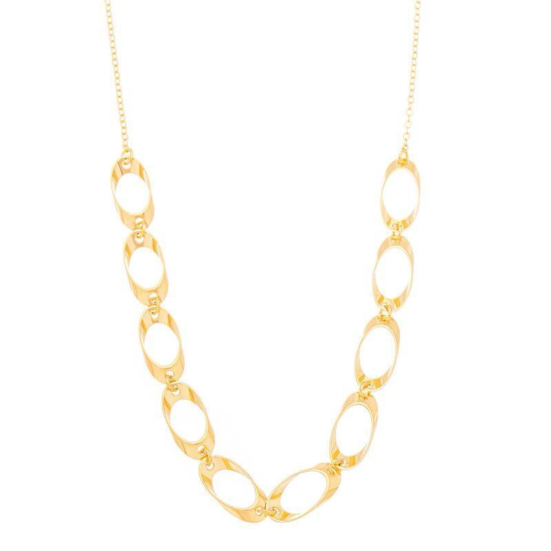 Choker Elos Ovais 35cm + 10cm Extensor Banhado a ouro 18k