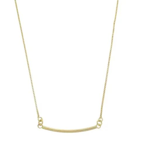 Colar com Detalhe Tubo 45cm + 5cm Banhado a Ouro 18k