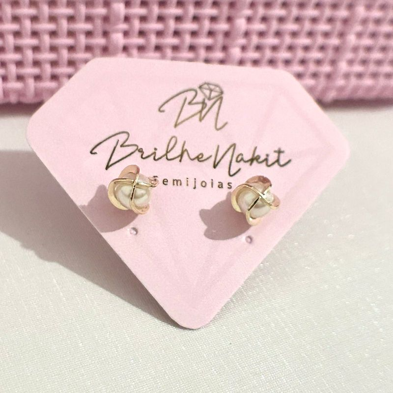 Brinco Globinho Pérola 5mm Banhado a Ouro 18k