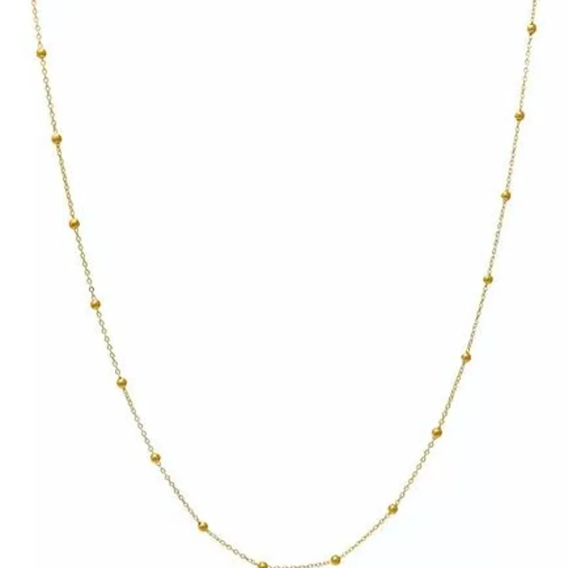 Choker Corrente Mini Bolinhas 32cm + 10cm Banhado a Ouro 18k