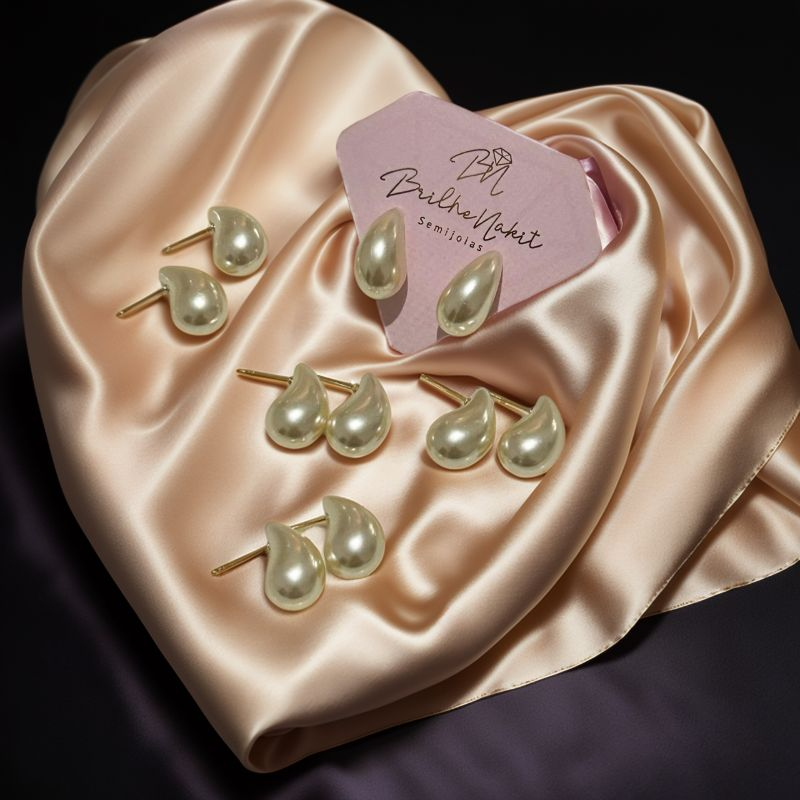 Brinco Gota Pérola M Banhada a Ouro 18k