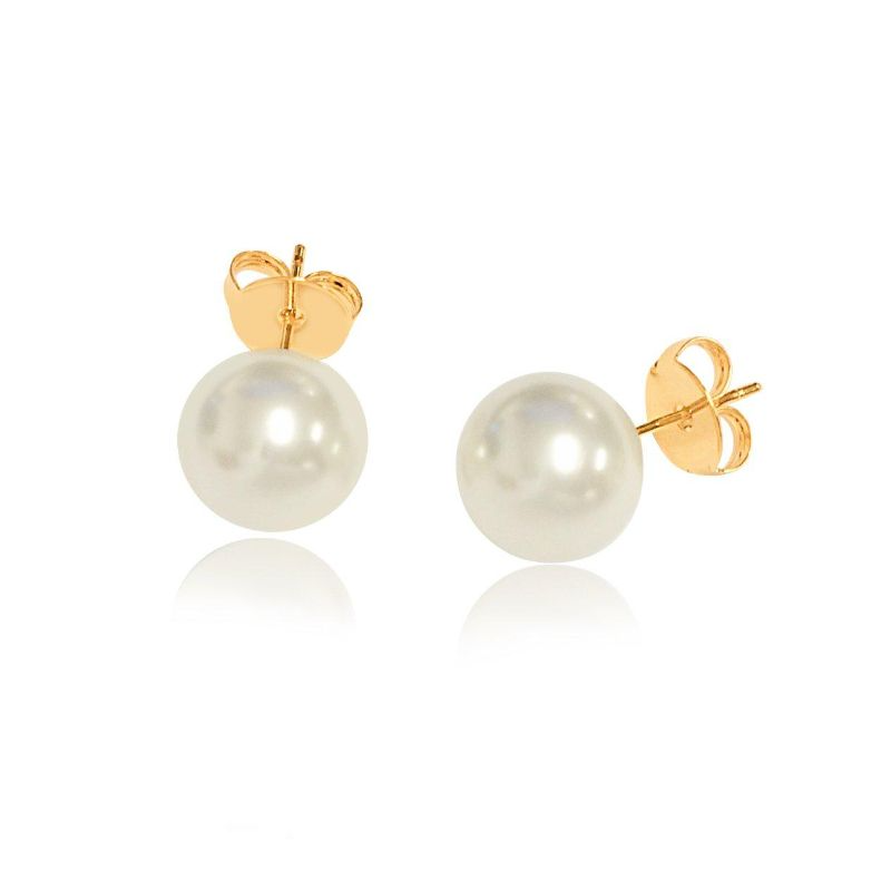 Brinco Pérola 6mm Banhado a Ouro 18k