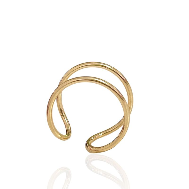 Anel Aro Duplo Ajustável Banhado a Ouro 18k
