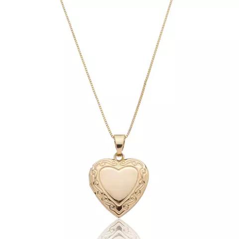 Colar Relicário Coração Trabalhado 50cm Banhado a Ouro 18k