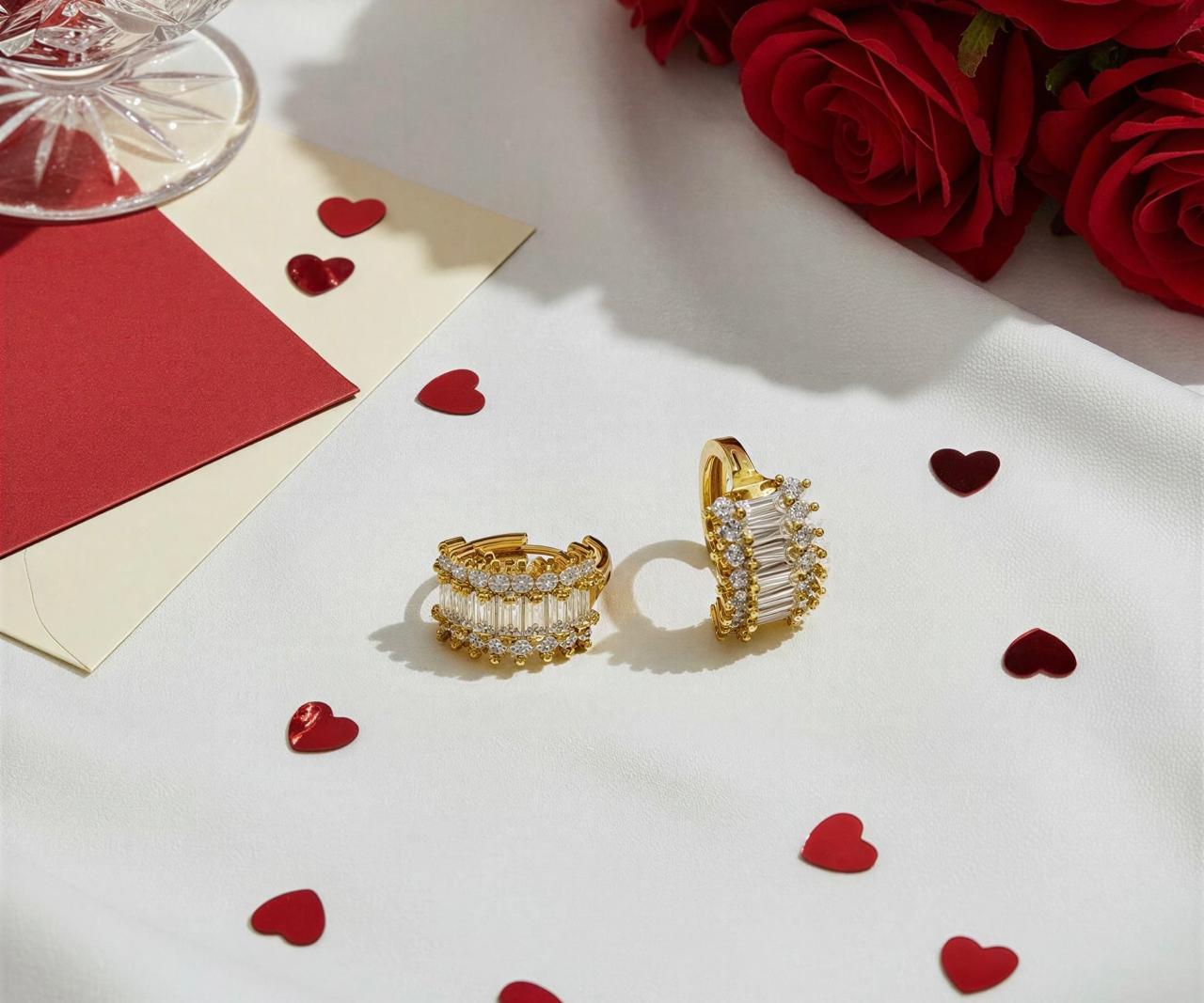 Brinco Argola Luxo com Zircônias Retangulares Central e Cravejadas na Lateral Banhada a Ouro 18k