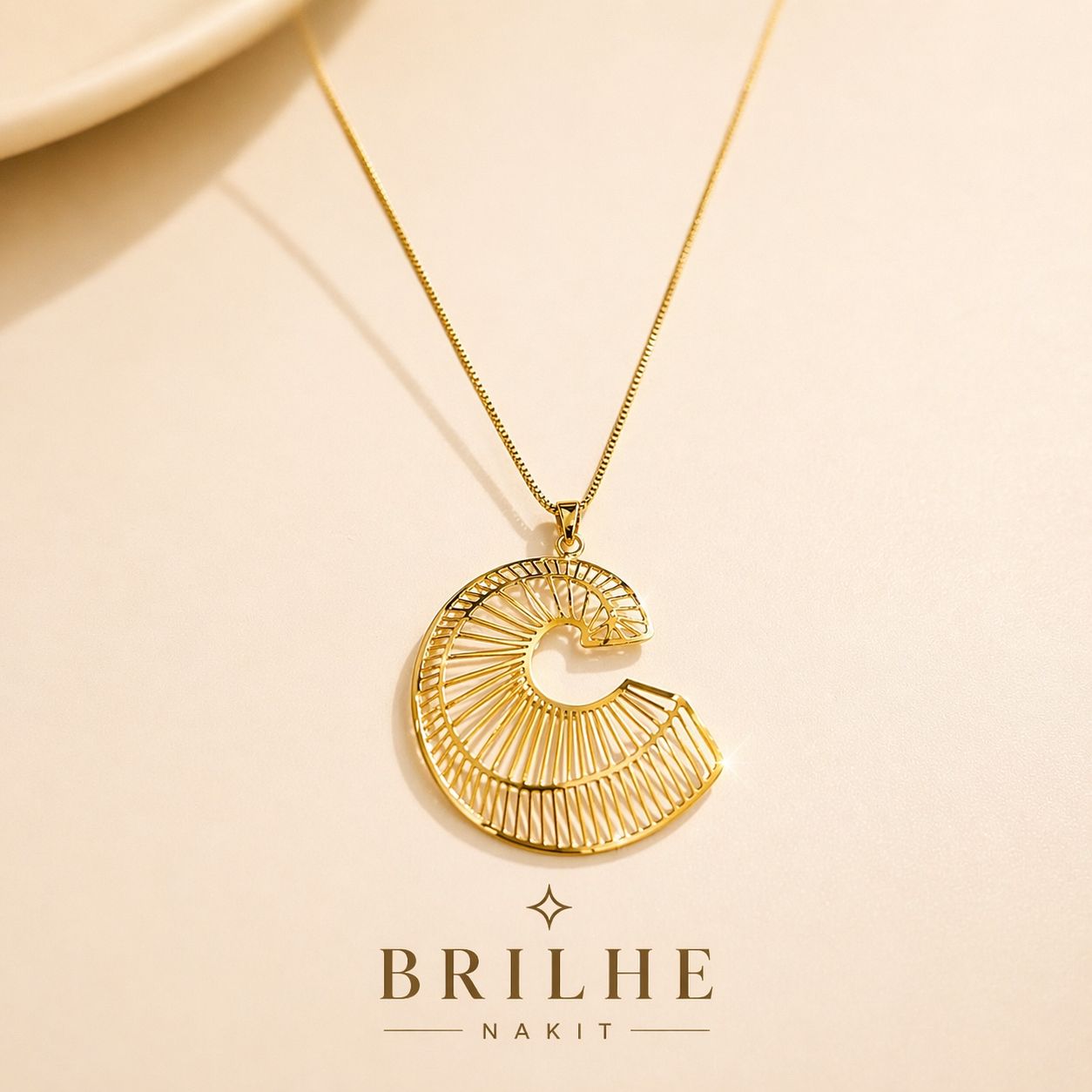 Colar Design Orgânico e Espiralado 45cm Banhado a Ouro 18k