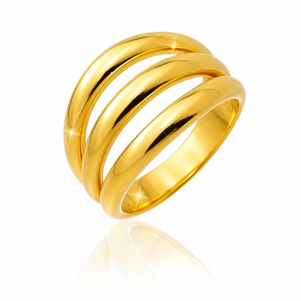 Anel Aro Triplo Liso Banhado a Ouro 18k