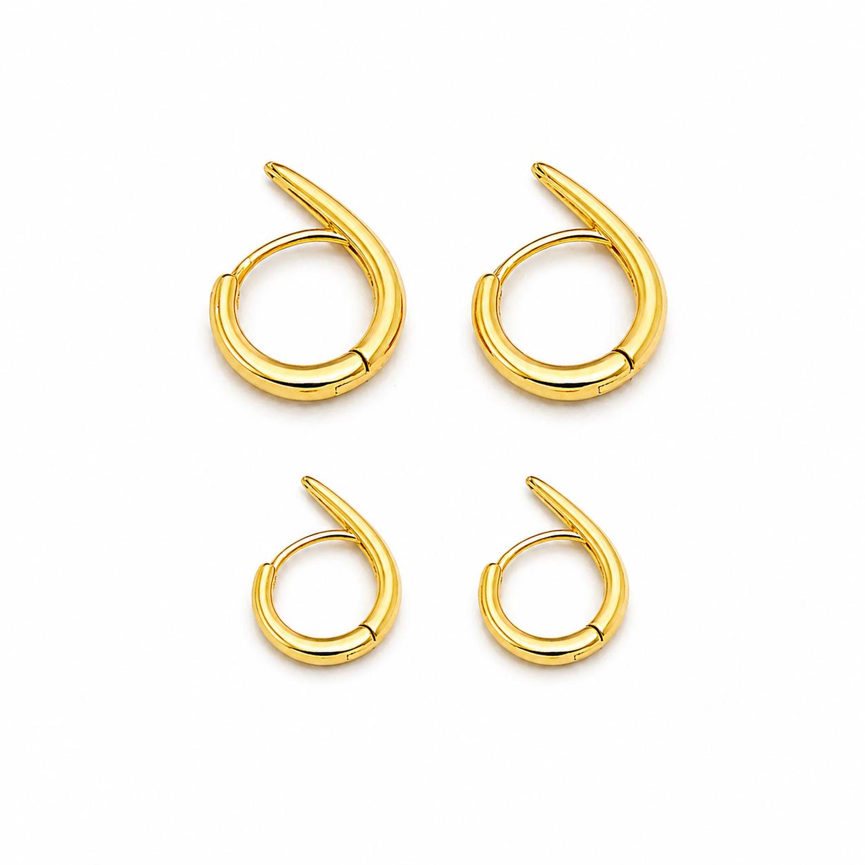 Brinco Argolinha Virgula Dupla Banhada a Ouro 18k