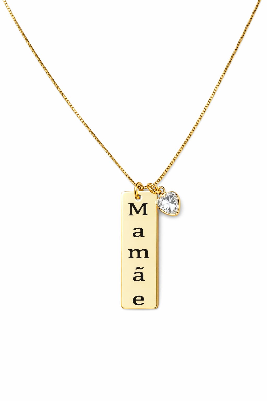 Colar Personalizado com Plaquinha Vertical e Ponto de Luz.