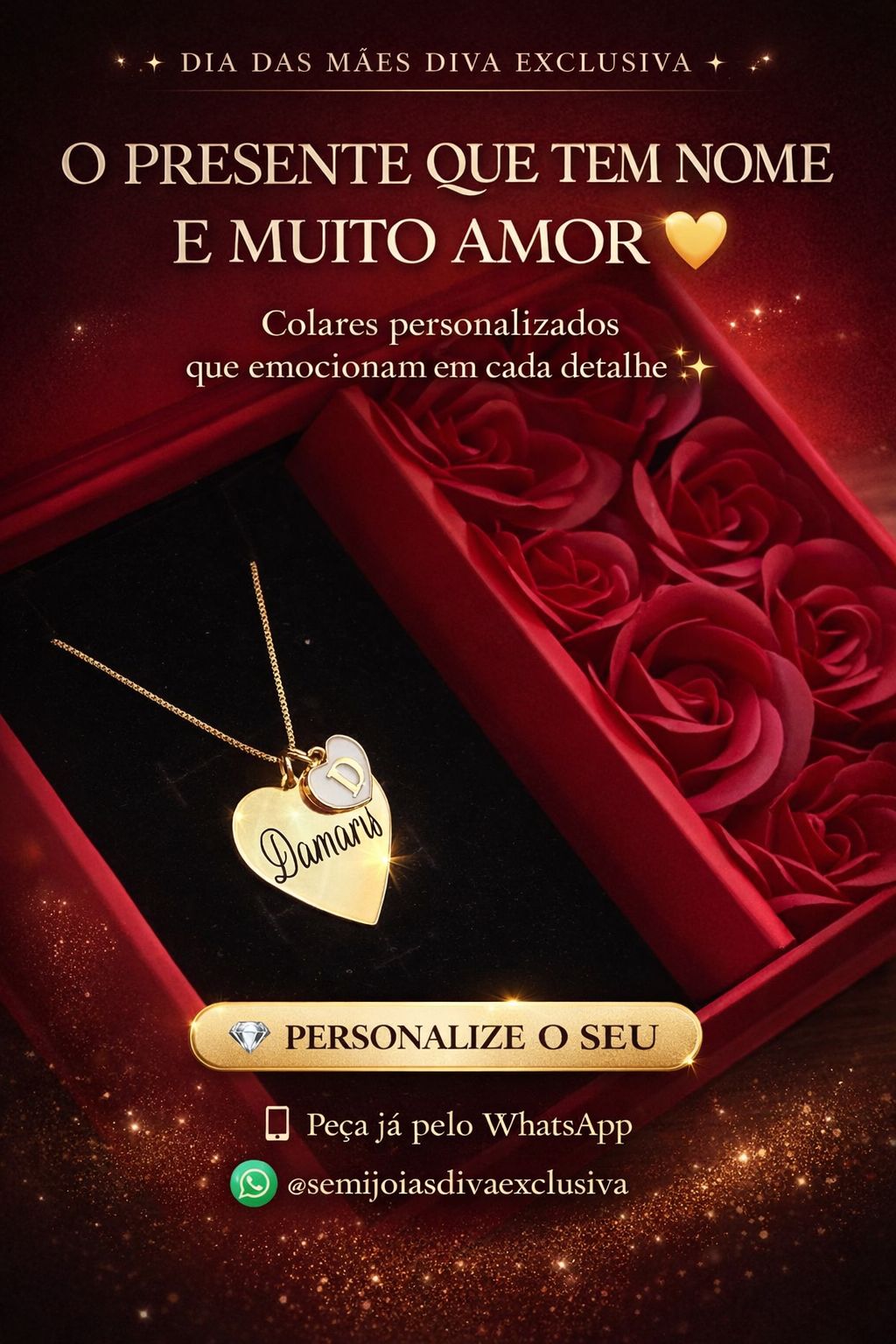 Colar Personalizado Coração com Inicial.