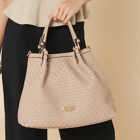 Bolsa Satchel Grande Grease Bege