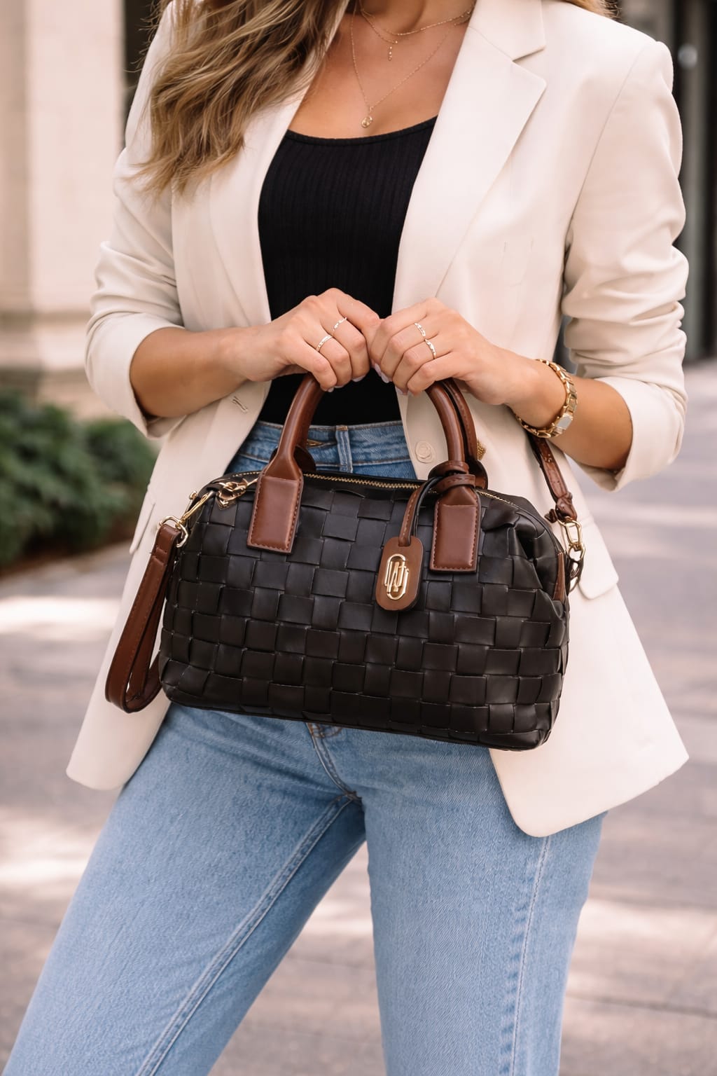 Bolsa Baú Média Tressê WJ Preta