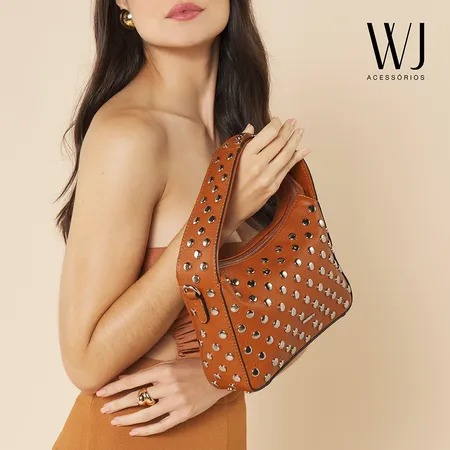 Bolsa WJ Transversal Média Aplicações Metais Caramelo.
